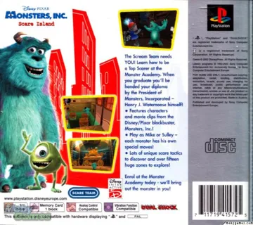 Disney-Pixar Monsters Inc - Scare Island (EU) box cover back